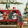 thumbnail image 3 of Christmas Tablecloth 60×120 Inch Rectangular, Gingerbread Man Tree Snowman Red Washable Table Cover for Party Picnic Dinner Decor, 3 of 6