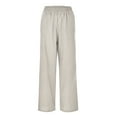 thumbnail image 6 of Sngxgn Women Casual Pants Straight Leg Drawstring Elastic Waist Loose Comfy Trousers with Pockets(Beige,XXL), 6 of 8