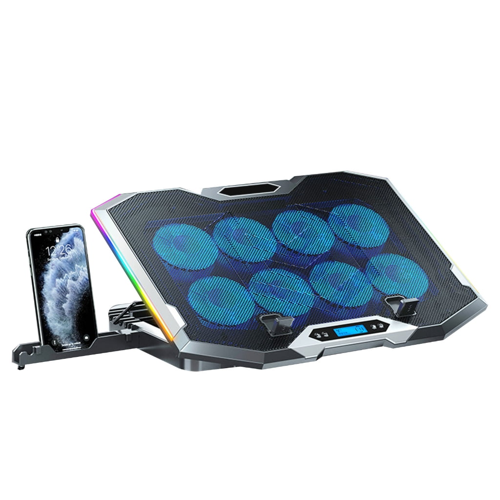 Laptop Cooling Pad RGB PC Fan Cooler Notebook Stand Computer Cooling Bracket 8 Quiet Fans PC Radiator with Phone Stand