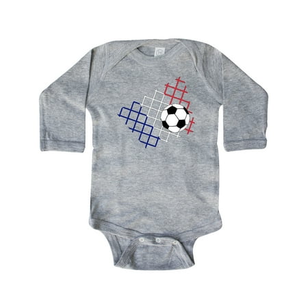 

Inktastic Soccer Ball Net with French Flag Colors Gift Baby Boy or Baby Girl Long Sleeve Bodysuit