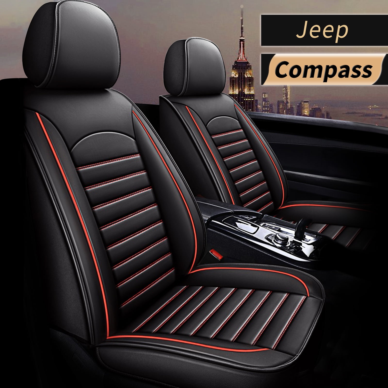 AOMSAZTO Fit Jeep Compass 20072021 Black & Red Car seat Cover 5seat