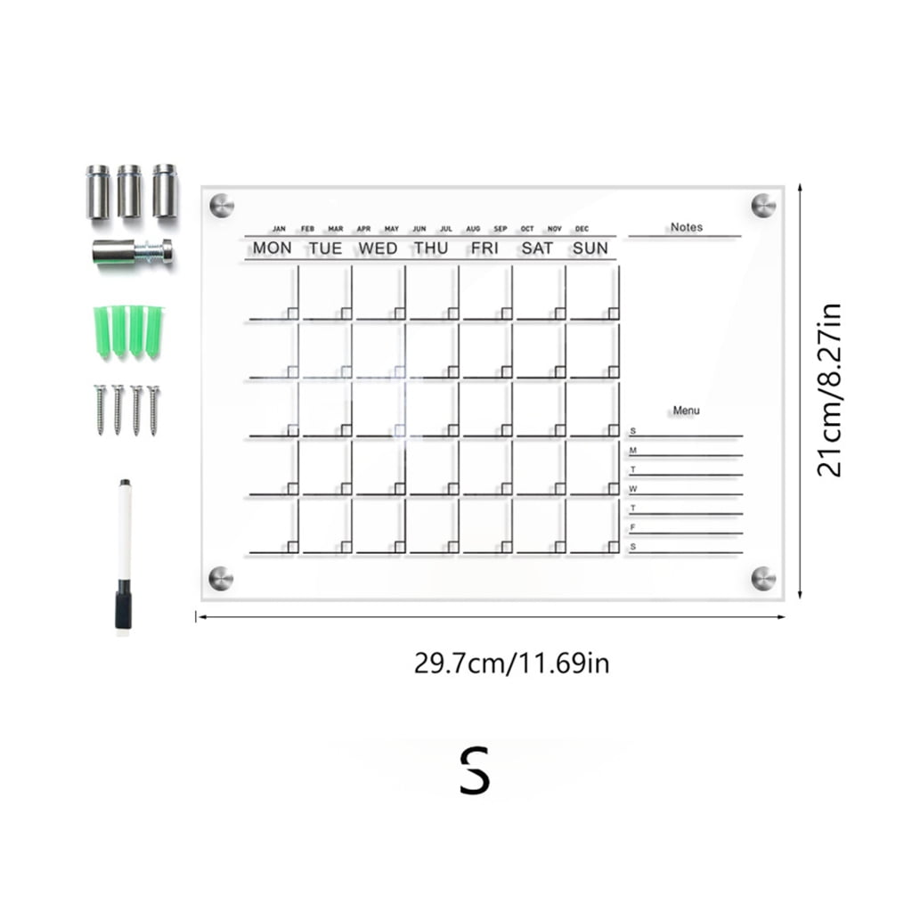 Clear Acrylic Weekly Dry Erase Calendar To Do List Whiteboard 7 Day Planner for Meal Planning