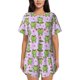 thumbnail image 1 of Fotbe Happy Frogs1 Conjunto de Pijama Estampado para Mujer, 2 Piezas, Ropa de Dormir con Camiseta de Manga Corta y Shorts Suaves-Large, 1 of 6
