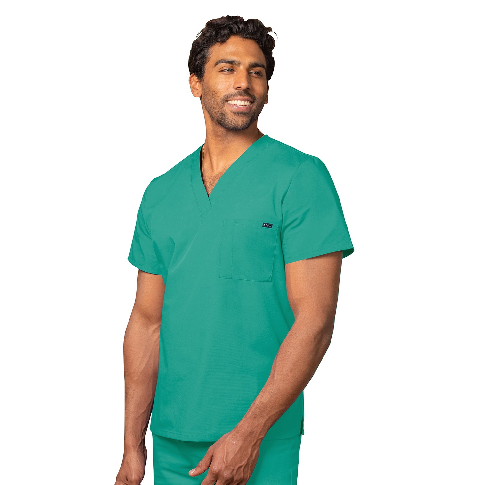 Adar Universal Unisex Scrubs - V Neck Tunic Scrub Top - 6011 - Surgical Green - XS