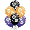 PMU Day of the Dead Balloons 11 Inch Sugar Skull Black, Purple and Orange Assorted Latex Pkg/100