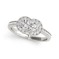 thumbnail image 1 of 14k White Gold Two Stone Diamond Halo Ring (3/4 cttw) Size 3, 1 of 4