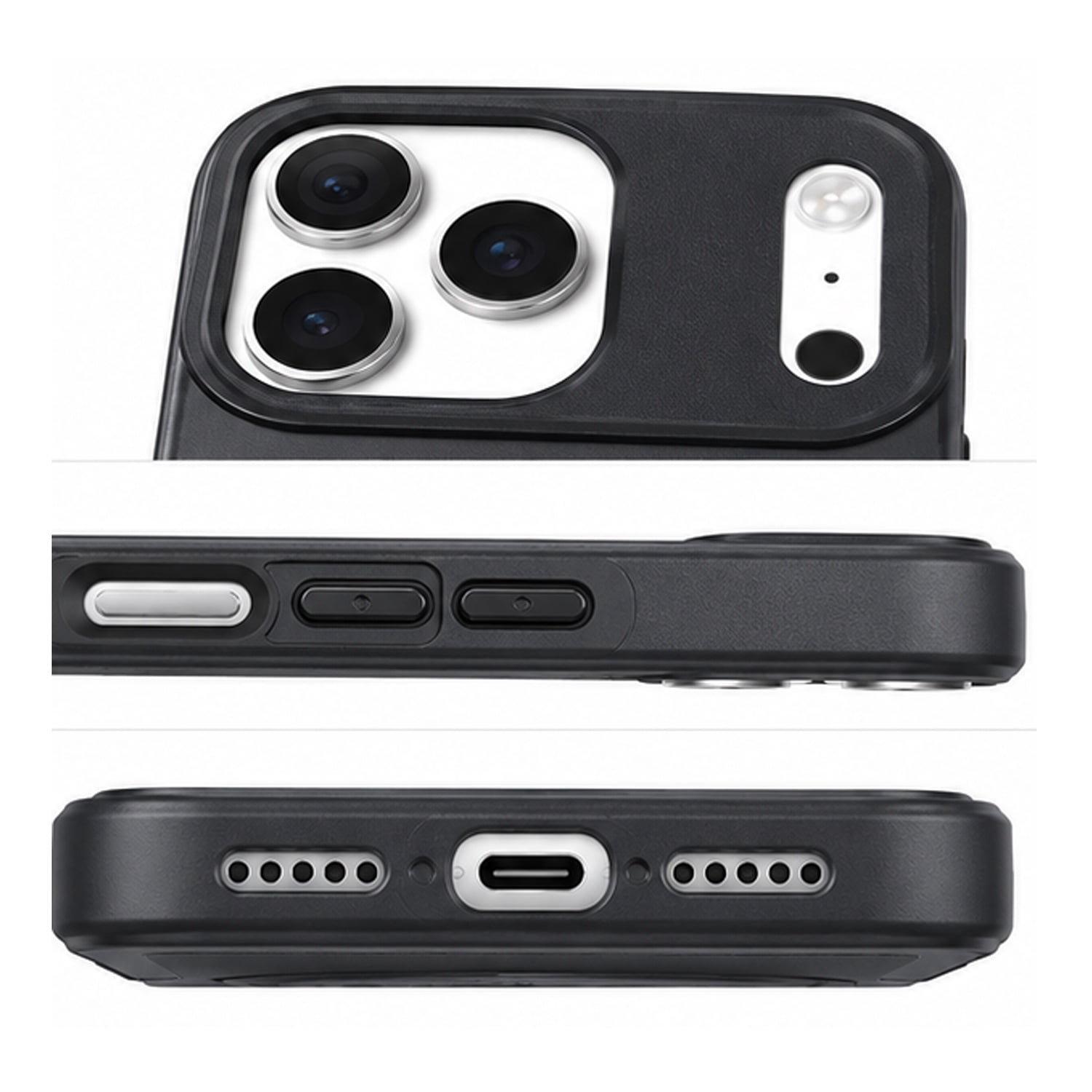 Ring Stand Case & Camera Lens Sliding Cover for iPhone 17 Pro Max - Black
