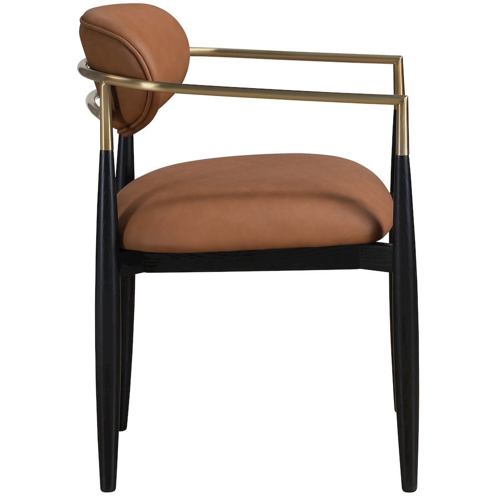 Meridian Furniture Riccio Cognac Vegan Leather Upholstered Dining Arm Chair, Set of 2