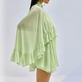 thumbnail image 7 of Women's See-Through Chiffon Mesh Top, Ruffle Hem Capelet Poncho, Sheer Bat Sleeve Blouse for Wedding, Evening Dress, and Beach Cover Up Green, 7 of 7