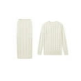 thumbnail image 3 of Women's Winter Chunky Cable Knit Long Skirt 2 Piece Outfit Sweater Sets White S, 3 of 10