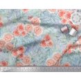 thumbnail image 3 of Soimoi Tissu en Velours Rose Imprimé Feuilles & Roses au Mètre 58 Pouces de Large, 3 of 3