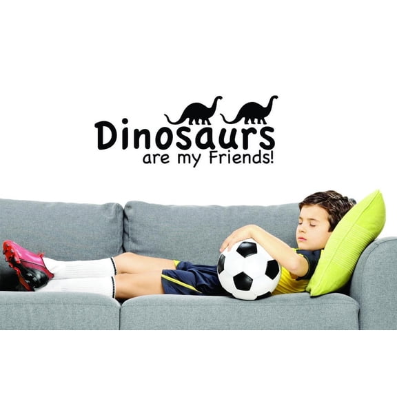 Custom Decals Dinosaurs Are My Friends! Wall Art Size: 10 X 20 Inches Color: Black