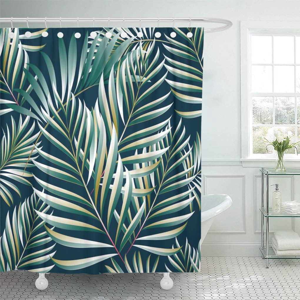 Yusdecor Leaf Pattern Of Tropical Palm Leaves The Jungle Floral Foliage Bathroom Decor Bath Shower Curtain 66x72 Inch Walmart Canada