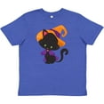 thumbnail image 3 of Inktastic Black Cat, Cat Wearing Witch Hat, Halloween Youth T-Shirt, 3 of 5