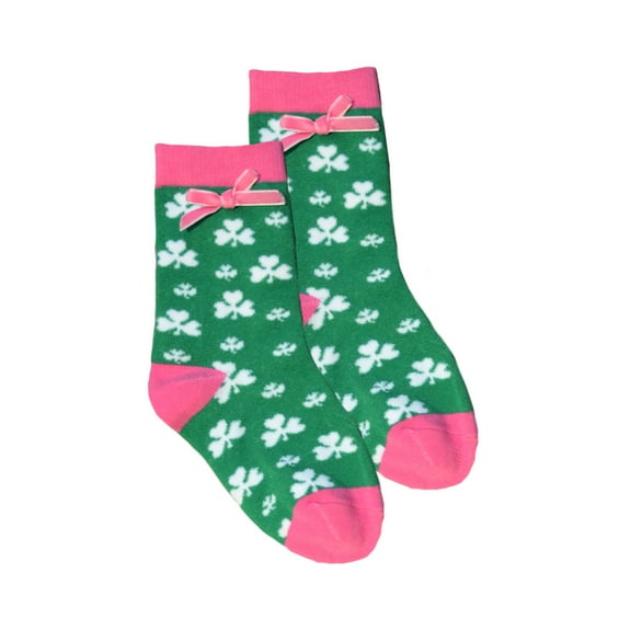 Traditional Craft Ltd. Green/Pink Girls Shamrock Socks
