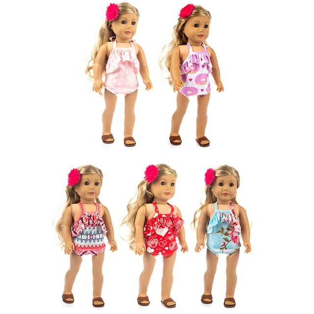 Vêtements de Poupée pour Filles Natation 5 Pcs Mode 18 Po Maillot de Bain Poupée