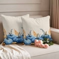 thumbnail image 2 of Blue Pumpkin Fall Outdoor Waterproof Pillow Covers, Thanksgiving Botanical Beige Decorative Square Throw Pillowcase Sofa Cushion Sham for Patio/Couch/Chair, 18"x18" 2 Pack, 2 of 8
