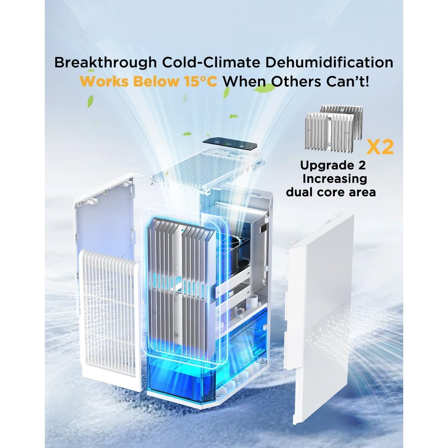 Dehumidifier for Home 1100 Sq.Ft, Max 45 OZ/D Quiet Dehumidifiers for Bedroom Bathroom with Auto Shut Off, Dual-Semiconductor Dehumidifiers for RV Energy Efficient 7 Color Light