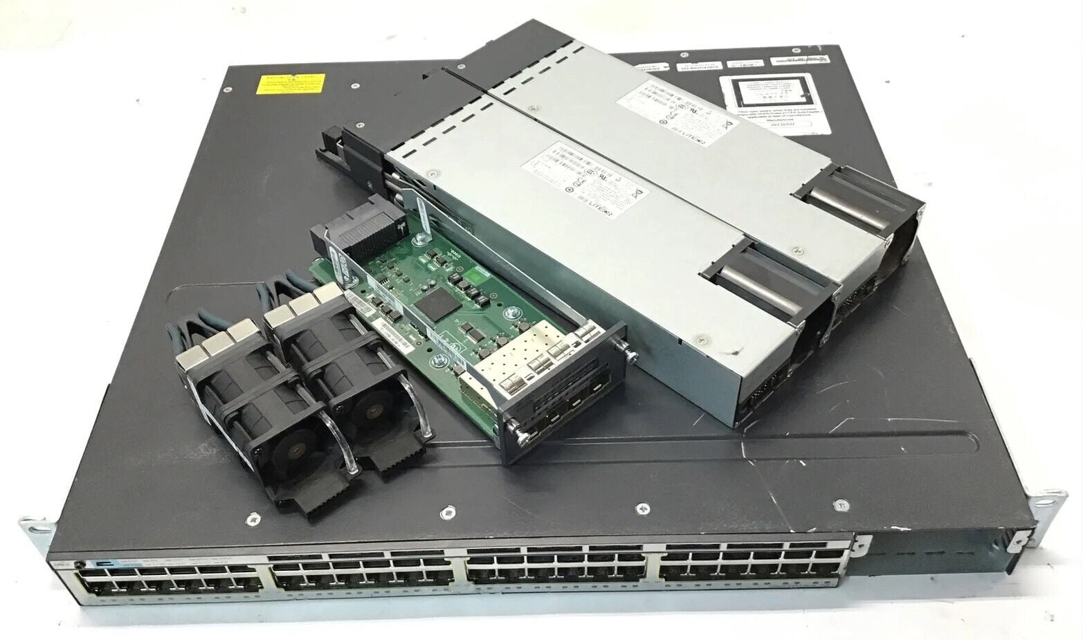 Cisco WSC3750X48PFS 48 Port PoE Gigabit Switch w/ C3KXNM10G &