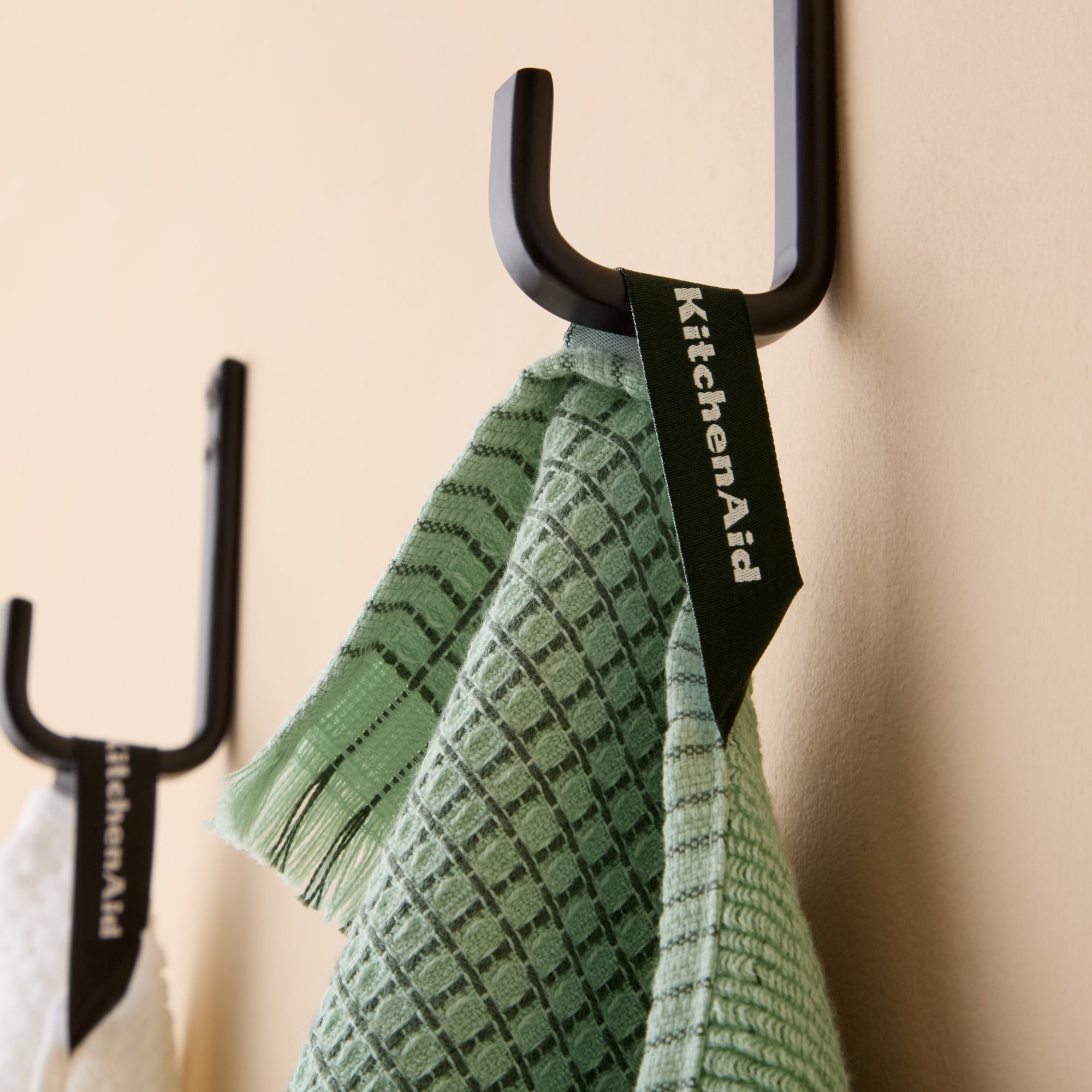 KITCHENAID Gourmet Series Gridlines Kitchen Towels 3-Pack Set, 100% Cotton Absorbent, Pistachio Green, 18"x28"