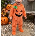 thumbnail image 4 of WIBACKER Baby Girl Flannel Pumpkin Costume Baby Boy Halloween Costumes Kids Hooded Romper Orange Onesie Unisex 0-18 Months, 4 of 10
