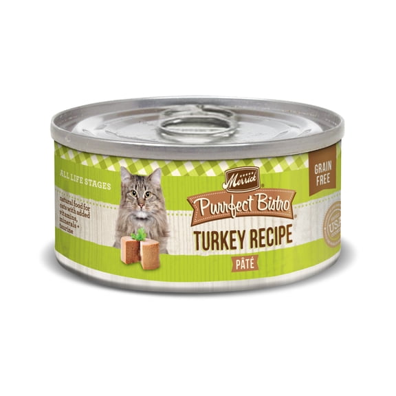 (24 Pack) Merrick Purrfect Bistro Grain Free Wet Cat Food Turkey Recipe Pate, 3 oz Cans