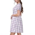 thumbnail image 2 of Disketp Purple Checkboard para Vestido de Manga Corta para Mujeres, Vestidos de Verano para Mujeres, Casual y Holgado para la Playa, 2 of 6