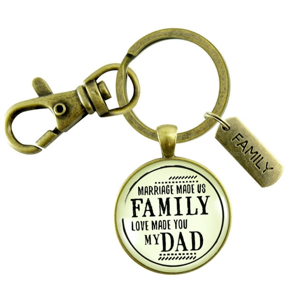 Bonus Dad Gutsy Goodness Bronze Keychain Marriage Made Us Family Love Mens Key Ring Wedding Jewelry Gift