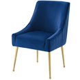 thumbnail image 1 of Contemporary Modern Urban Designer Dining Kitchen Room Side Dining Chair, Velvet Fabric Stainless Steel Metal, Navy Blue, 1 of 6