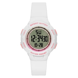 Time and Tru Women's White Digital Sport Watch