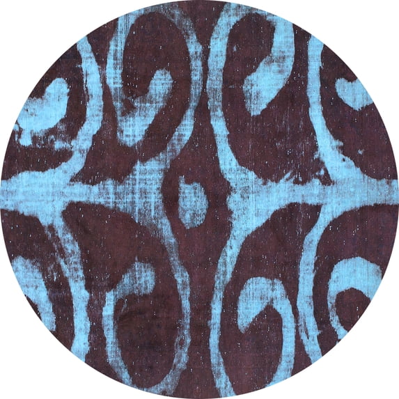 Ahgly Company Indoor Round Abstract Light Blue Modern Area Rugs, 8' Round