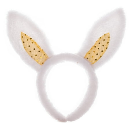 Deluxe Plush Sequin Easter Bunny Rabbit Ears Headband, One Size Kids