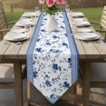 thumbnail image 6 of Navy Blue Floral Table Runner Linen Burlap Table Runner 72 Inches Long Vintage Flowers Plants Farmhouse Greek Key Dresser Scarves for Kitchen Island Coffee Dining Room Party Holiday Decor 14"x72", 6 of 8