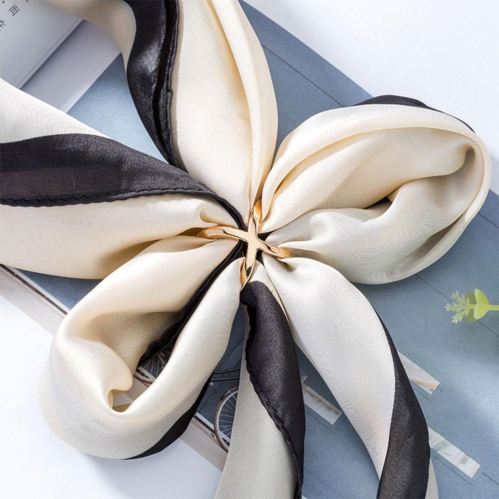 Silk Scarf Buckle Broches Jewel Fastener Crossed Gold-colour Simple Elegant  Wedding Shawls Buckle Gift For Women H2G8 