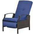thumbnail image 1 of CoSoTower Fauteuil Inclinable d'Extérieur en Rotin, Fauteuil Inclinable en Osier avec Dossier Réglable, Repose-Pieds Rétractable, Coussin Bleu Foncé, 1 of 7