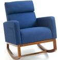 thumbnail image 2 of AVAWING Living Room Rocking Chair, Rocker Fabric Padded Seat Modern Adult Armchair, Solid Wood, Blue, 2 of 7