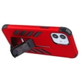 thumbnail image 3 of Apple iPhone 12 Pro, iPhone 12 /6.1" [Shockproof] Tough Rugged Rubber Dual Layer Armor Protective, Metal for Car Mount Hybrid Kickstand Military [Red] Phone Cover Fit iPhone 12 / 12 PRO, 3 of 11