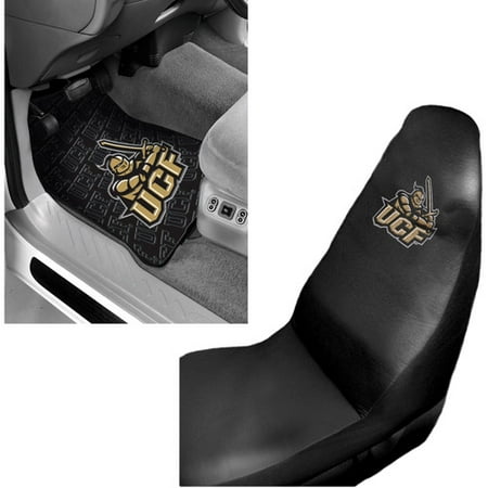 NCAA University Central Florida 2 pc Front Floor Mats and University Central Florida Car Seat Cover Value Bundle