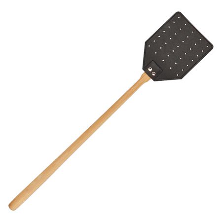 Heavy Duty Leather Fly Swatter  Long Wood Handle Manual Fly Swatter  Durable Fly Swatter for Kills Bugs and Insects Outdoor Indoor Kitchen Garden Supplies(Black)