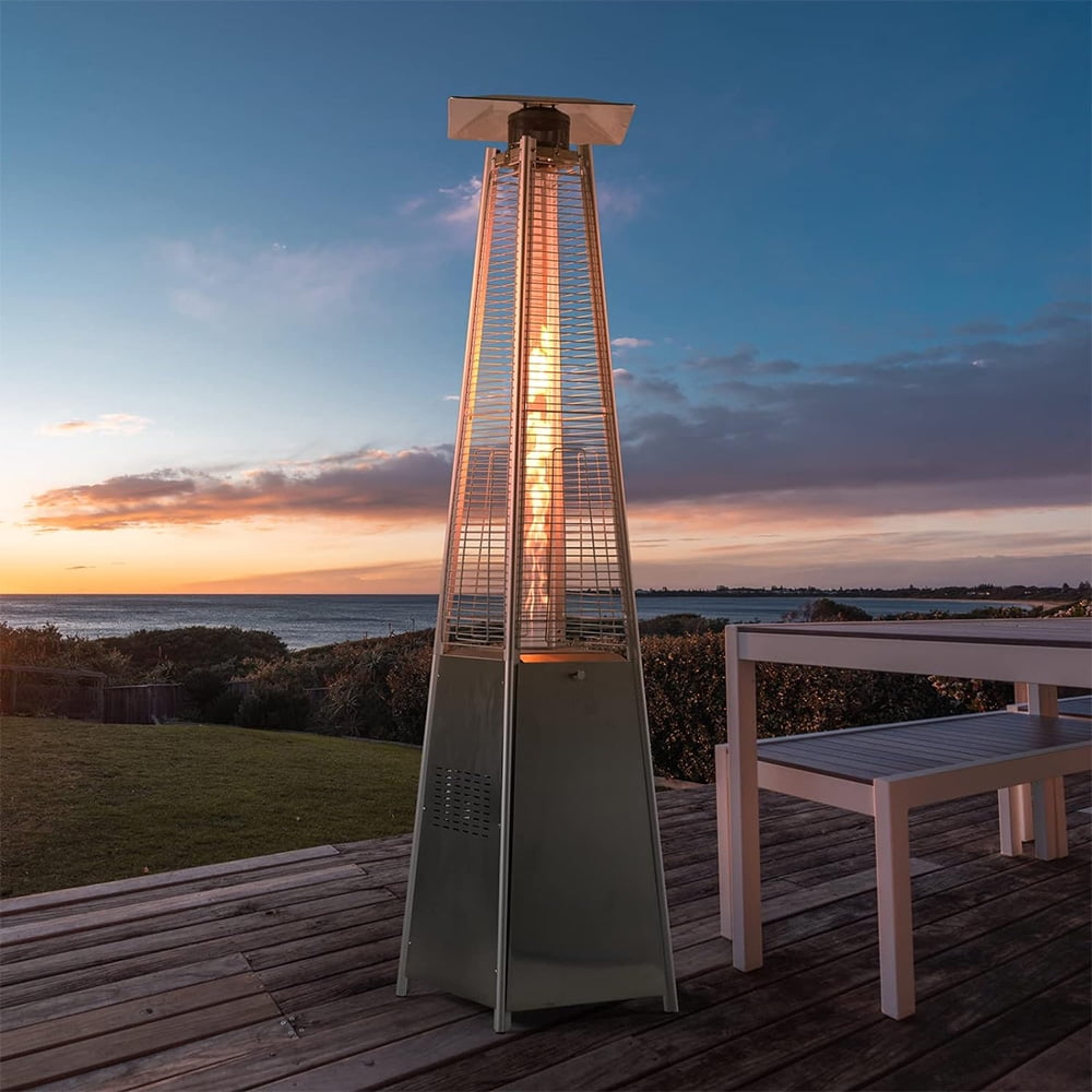 Grand Patio Outdoor Patio Propane Heater, 42,000 BTU, Freestanding Pyramid, Silver