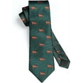 thumbnail image 4 of HISDERN Mens Animal Ties Woven Classic 3.4" Necktie Set Formal tie Pocket Square for Wedding with Handkerchief Gift Box, 4 of 8
