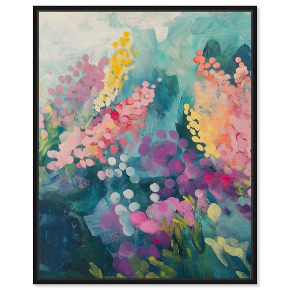 Abstract Vinescape Canvas Vibrant Floral by Art Remedy, Black Frame, 16" x 20"