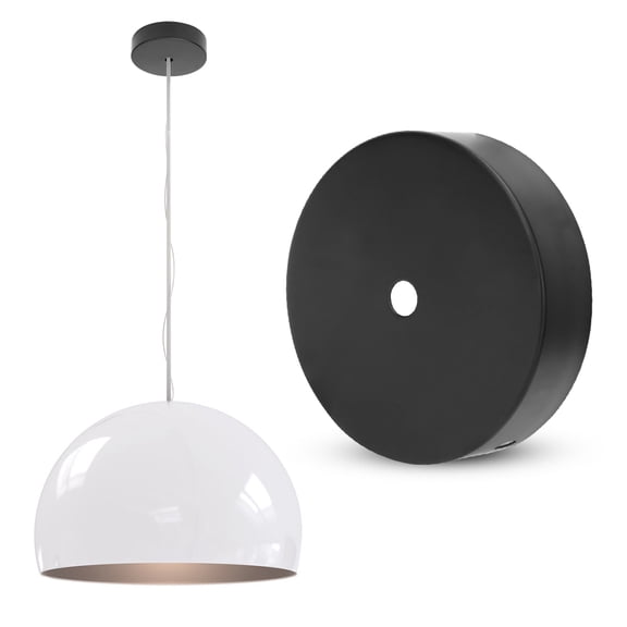 M Buder Aluminum Round Ceiling Light Canopy Kit, DIY Pendant Lamp Base Bulb Holder Accessory, Black (3.9 inches / 10 cm)