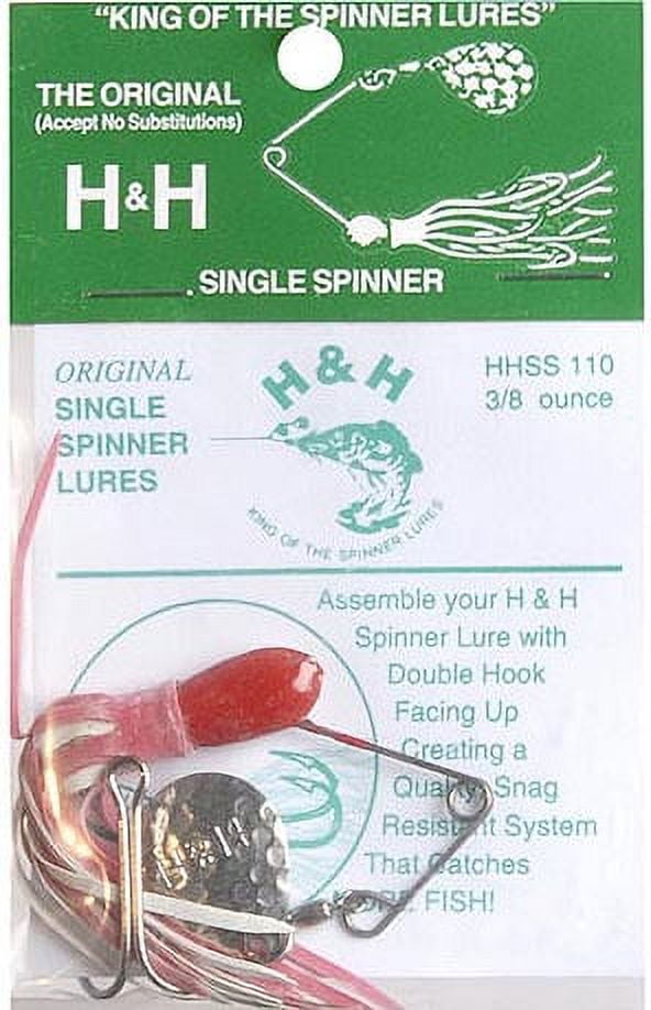 (7 pack) H&H Original Single Spinner Bait, Red & White, 3/8 oz, HHSS110-05