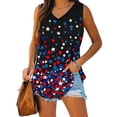 thumbnail image 2 of Moxiu 4 of July Tank Top Women Patriotic Tank Tops American Flag Independence Day Sleeveless Tops Curvy Hem Tunic Blouses Black,XXL, 2 of 7