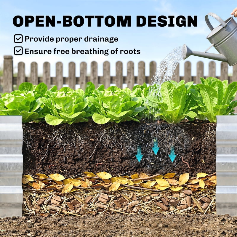 Alvantor Galvanized Raised Garden Bed with Mini Greenhouse Cover 50" Green & Gray 2-in-1