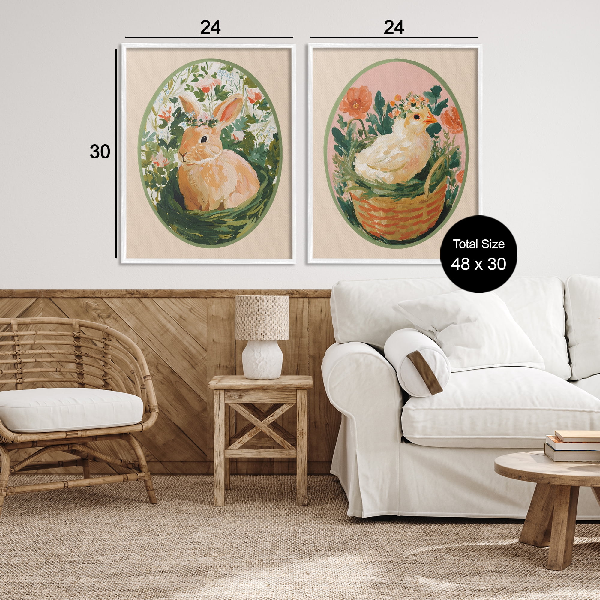 Stupell Industries Bloom Nest Animals 2 Piece White Framed Giclee Art Set, design by Yen