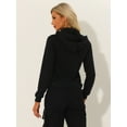 thumbnail image 4 of DARING DIVA Women's Layered Outerwear Hooded Denim Jacket M Dark Black, 4 of 6