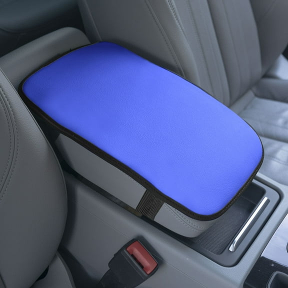 FH Group Faux Leather Center Console Armrest Cushion, Luxury Seat Box Cover Protector for Most Cars, Trucks, and SUVs - Blue