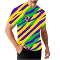thumbnail image 2 of Ceisia Men's Mardi Gras Diagonal Stripe T-shirt Loose Fit Short Sleeve Round Neck Mask Print Summer Festival Tee Tops Purple L Gifts, 2 of 5